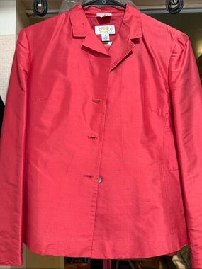 Talbots vibrant red silk-blend single-breasted suit